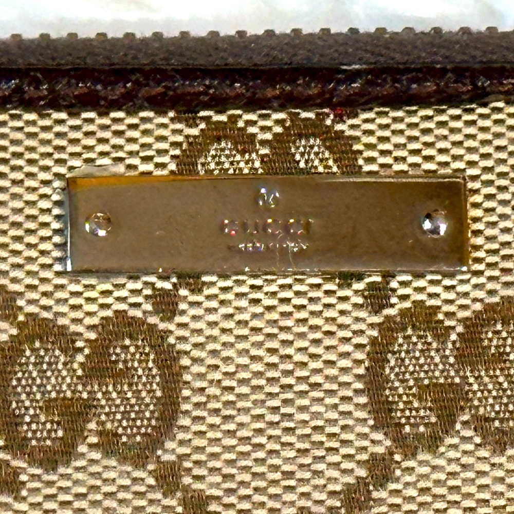 Gucci Monogram Canvas Dark Chocolate Italian Leather Zippy Wallet/Organizer EUC - Picture 5 of 17
